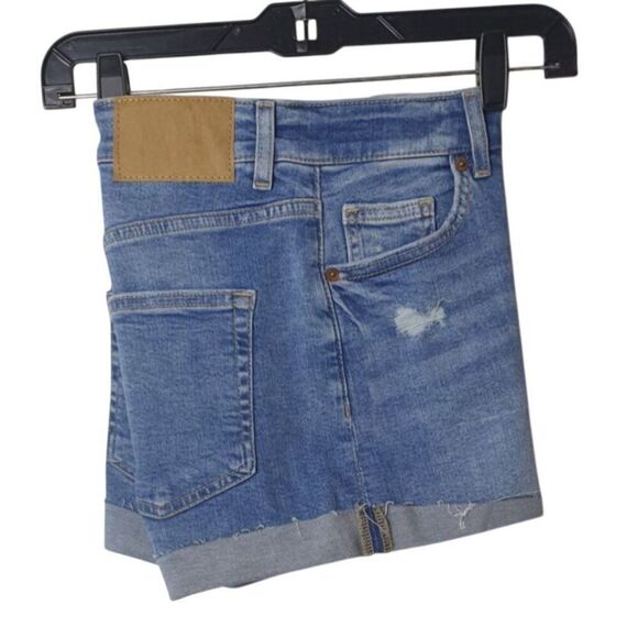 H&M Womens Denim Shorts 6 Blue Stretch Y2K Distressed Cuffed Streetwear - Picture 4 of 7